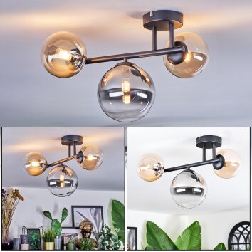 Chehalis Deckenleuchte Glas 12 cm, 15 cm Bernsteinfarben, Klar, Rauchfarben, 3-flammig