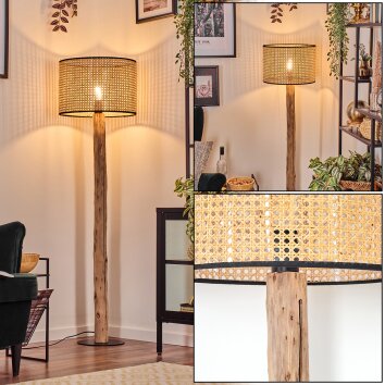 Ramila Stehleuchte 40 cm Naturfarben, Schwarz, 1-flammig