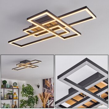 Donik Deckenleuchte LED Chrom, Holzoptik, Schwarz, 1-flammig