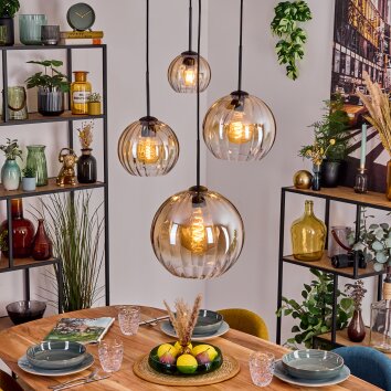 Koyoto Hängeleuchte Glas 15 cm, 20 cm, 25 cm, 30 cm Bernsteinfarben, Klar, 4-flammig