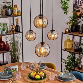 Koyoto Hängeleuchte Glas 15 cm, 20 cm Bernsteinfarben, 4-flammig