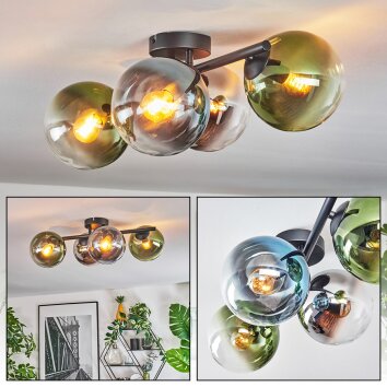 Gastor Deckenleuchte Glas 15 cm Blau, Chrom, Grün, Klar, Rauchfarben, 4-flammig