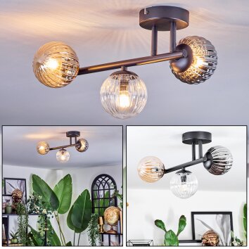 Chehalis Deckenleuchte Glas 10 cm Bernsteinfarben, Klar, Rauchfarben, 3-flammig