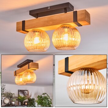 Sernadelo Deckenleuchte Glas 15 cm Naturfarben, Schwarz, 2-flammig