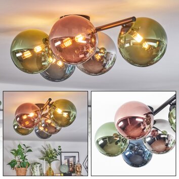 Chehalis Deckenleuchte Glas 15 cm Blau, Chrom, Grün, Kupferfarben, Rauchfarben, 5-flammig