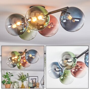 Chehalis Deckenleuchte Glas 15 cm Blau, Grün, Klar, Kupferfarben, 5-flammig