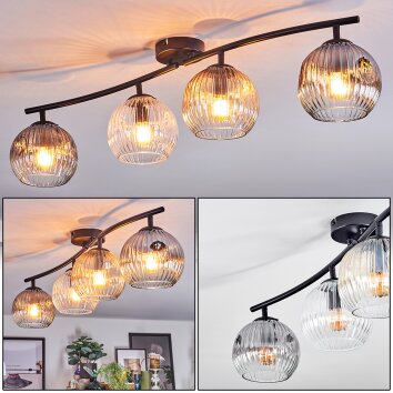 Ripoll Deckenleuchte Glas 15 cm Bernsteinfarben, Klar, Rauchfarben, 4-flammig