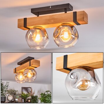 Sernadelo Deckenleuchte Glas 15 cm Naturfarben, Schwarz, 2-flammig