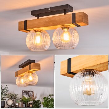 Sernadelo Deckenleuchte Glas 15 cm Naturfarben, Schwarz, 2-flammig