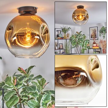 Ripoll Deckenleuchte Glas 30 cm Gold, Klar, 1-flammig