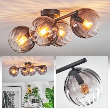 Koyoto Deckenleuchte Glas 15 cm Klar, Rauchfarben, 4-flammig
