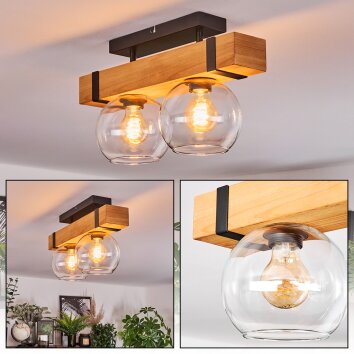 Sernadelo Deckenleuchte Glas 15 cm Naturfarben, Schwarz, 2-flammig