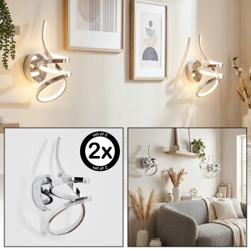 Lunor Wandleuchte 2-er Set LED Chrom, 1-flammig