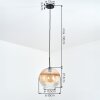 Retro-Kugelleuchte Koyoto mit geriffeltem bernsteinfarbenem Glasschirm für den Esstisch