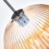 Retro-Kugelleuchte Koyoto mit geriffeltem bernsteinfarbenem Glasschirm für den Esstisch