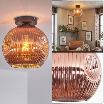 Ripoll Deckenleuchte Glas 25 cm Kupferfarben, 1-flammig