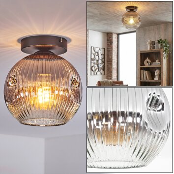 Ripoll Deckenleuchte Glas 20 cm Klar, Rauchfarben, 1-flammig