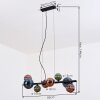 Chehalis Pendelleuchte Glas 10 cm, 12 cm, 15 cm Blau, Grün, Kupferfarben, 8-flammig