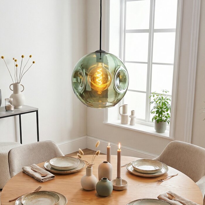 Ripoll Hängeleuchte Glas 30 cm Grün, 1-flammig