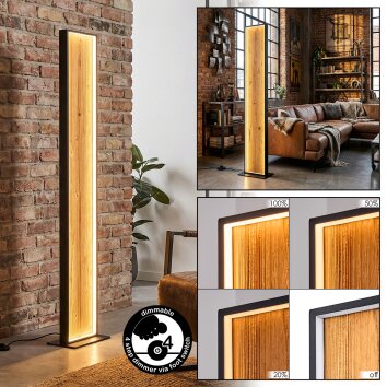 Gerin Stehleuchte LED Naturfarben, Schwarz, 1-flammig