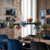 Chehalis Pendelleuchte Glas 10 cm, 12 cm, 15 cm Blau, Grün, Klar, Kupferfarben, 8-flammig