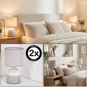 Mirvel Tischleuchte 2-er Set Grau, Weiß, 1-flammig