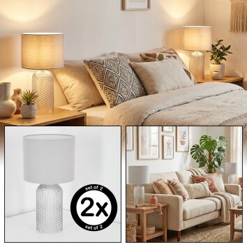 Fonil Tischleuchte 2-er Set Rauchfarben, Transparent, Klar, 1-flammig