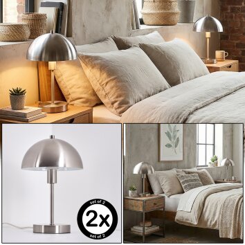 Veltri Tischleuchte 2-er Set Nickel-Matt, 1-flammig