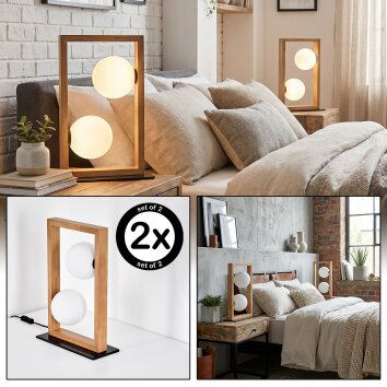 Zanin Tischleuchte 2-er Set Naturfarben, Schwarz, 2-flammig