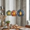 Koyoto Hängeleuchte Glas 25 cm Blau, Grün, Kupferfarben, 3-flammig