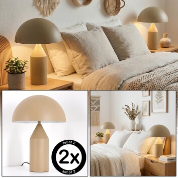 Rilon Tischleuchte 2-er Set Sandfarben, 2-flammig