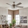Stelo Deckenventilator mit Beleuchtung Naturfarben, Nickel-Matt, Silber, 3-flammig