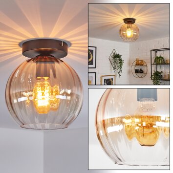 Koyoto Deckenleuchte Glas 20 cm Bernsteinfarben, Klar, 1-flammig