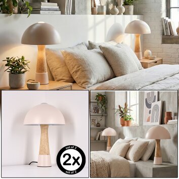 Forgek Tischleuchte 2-er Set Champagnerfarben, Steinoptik, 1-flammig