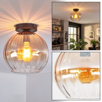 Koyoto Deckenleuchte Glas 25 cm Bernsteinfarben, Klar, 1-flammig