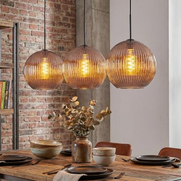 Koyoto Hängeleuchte Glas 30 cm Kupferfarben, 3-flammig