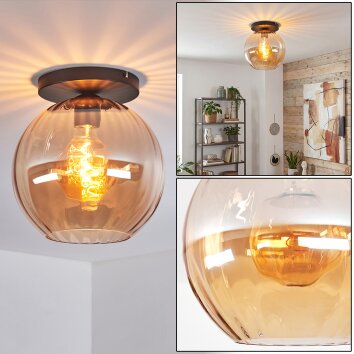 Koyoto Deckenleuchte Glas 30 cm Bernsteinfarben, 1-flammig