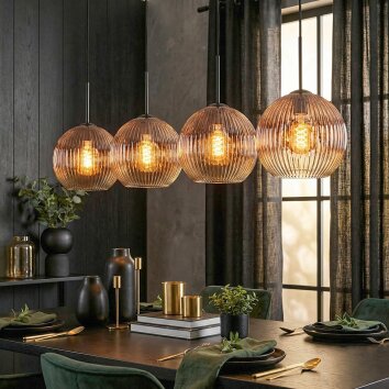 Ripoll Hängeleuchte Glas 25 cm Klar, Kupferfarben, 4-flammig