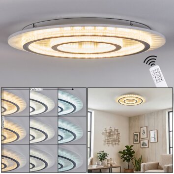 Lidor Deckenleuchte LED Grau, Weiß, 1-flammig, Fernbedienung