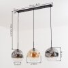 Ripoll Hängeleuchte Glas 30 cm Bernsteinfarben, Klar, Rauchfarben, 3-flammig