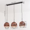 Ripoll Hängeleuchte Glas 30 cm Klar, Kupferfarben, 3-flammig