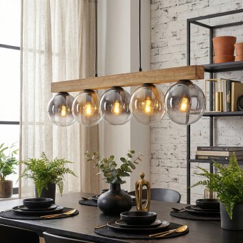 Gastor Hängeleuchte Glas 15 cm Naturfarben, Schwarz, 5-flammig