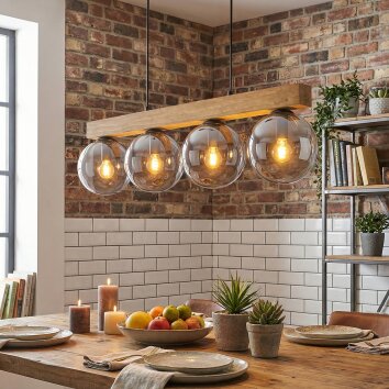 Gastor Hängeleuchte Glas 15 cm Naturfarben, Schwarz, 4-flammig