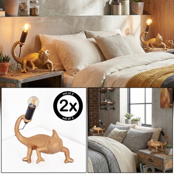 Lyrion Tischleuchte 2-er Set Gold, Schwarz, 1-flammig