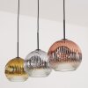 Ripoll Hängeleuchte Glas 25 cm Chrom, Gold, Klar, Kupferfarben, Rauchfarben, 3-flammig