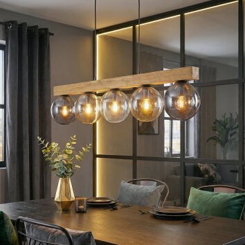 Gastor Hängeleuchte Glas 15 cm Naturfarben, Schwarz, 5-flammig