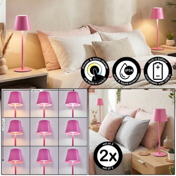 Salgadinho Tischleuchte 2-er Set LED Pink, 1-flammig