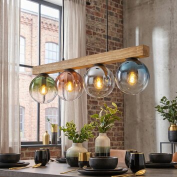 Gastor Hängeleuchte Glas 15 cm Naturfarben, Schwarz, 4-flammig