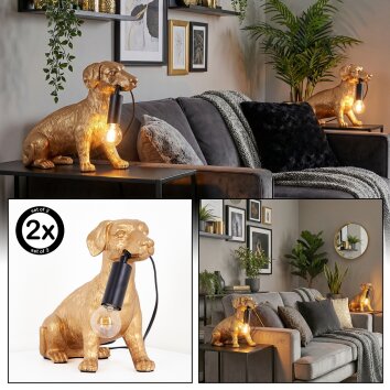 Jomil Tischleuchte 2-er Set Gold, Schwarz, 1-flammig