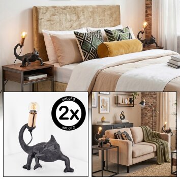 Lyrion Tischleuchte 2-er Set Gold, Schwarz, 1-flammig